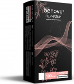Benovy Vinyl - перчатки виниловые, гладкие, прозрачные, L, 100 пар