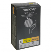 Benovy Latex Chlorinated - перчатки латексные, неопудренные, текстурированные, бежевые, S, 50 пар