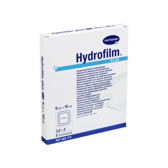 Hydrofilm Plus - самофиксирующаяся повязка с впитывающей подушечкой, 9х10 см