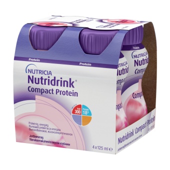 Nutridrink Compact Protein, клубника - жидкая смесь для лечебного питания, 125 мл x 4 шт.