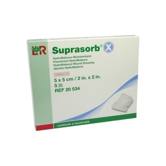 Suprasorb X - гидросбалансированная повязка для инфицированных и гнойных ран, 5x5 см